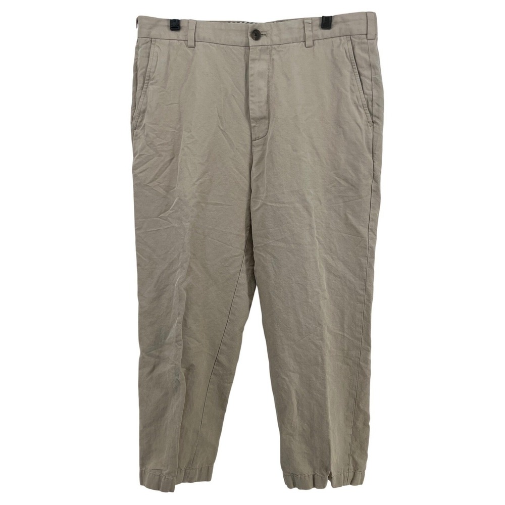 Brooks Brothers Clark Chinos Khaki Linen Cotton Irish Baird McNutt Mens 36x30